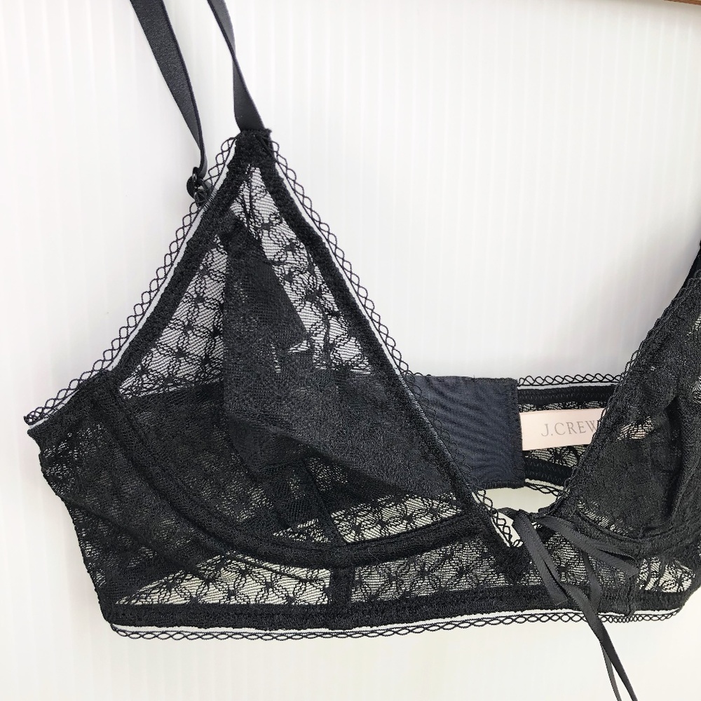J. Crew Black Sheer Lace Sexy Underwire Bra 32 A - Picture 4 of 8